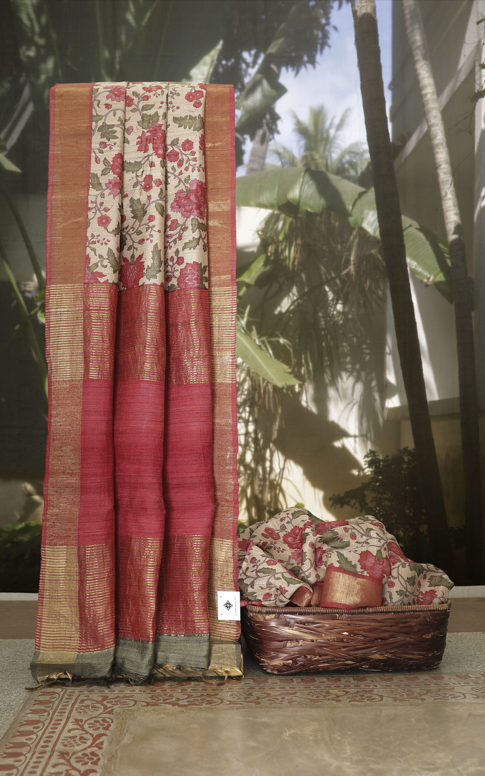 PRINTED TUSSAR SILK L15616